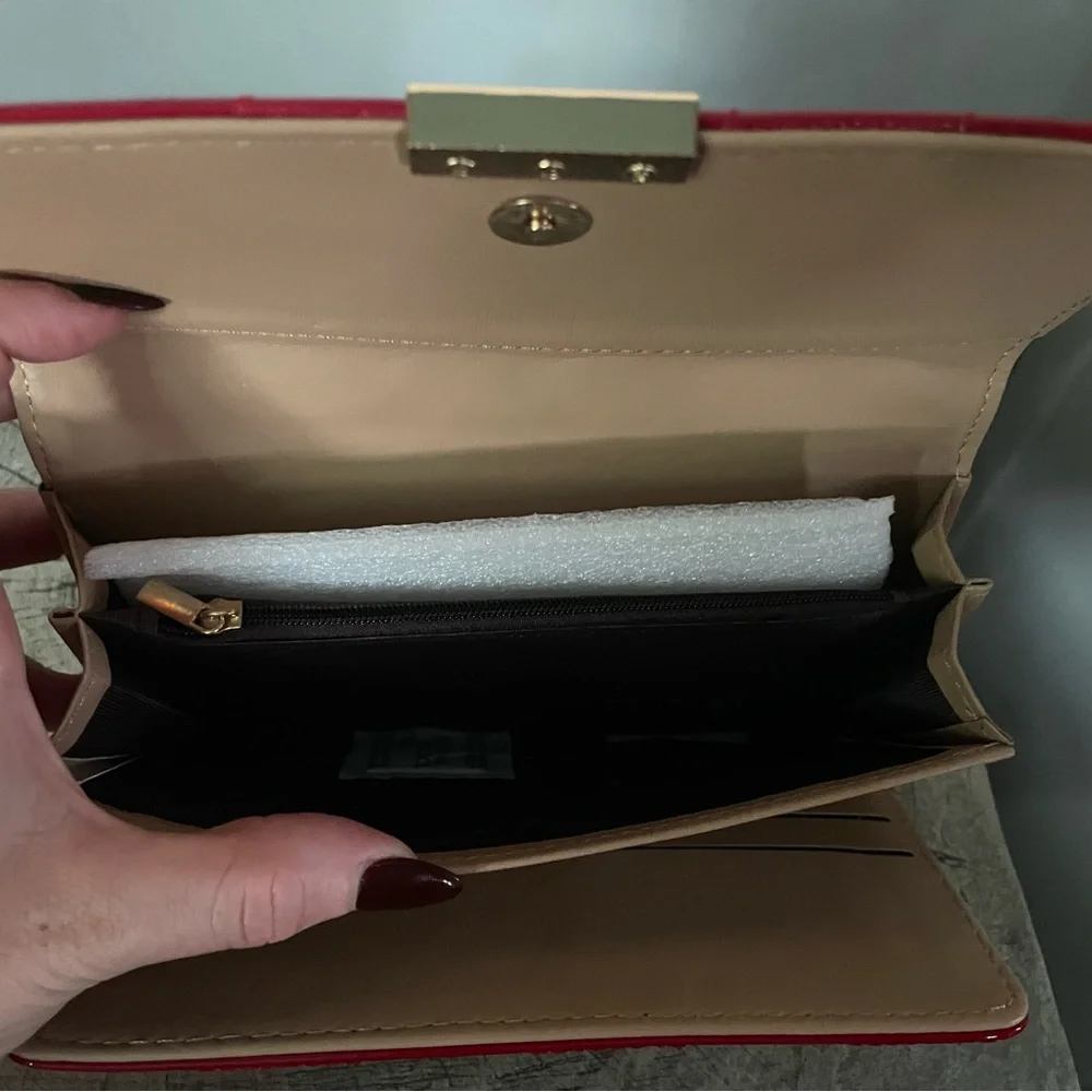 Shiny Red Vegan Leather Wallet